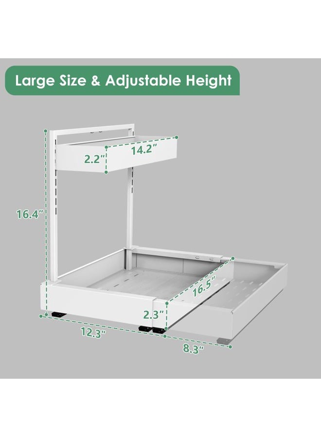 REALINN Expandable Under Sink Organizers and Storage, 2 Tier Under Cabinet Organizer, Heights Adjustable Pull Out Rack for Kitchen Bathroom Laundry, White, 1 Pack - Image 5