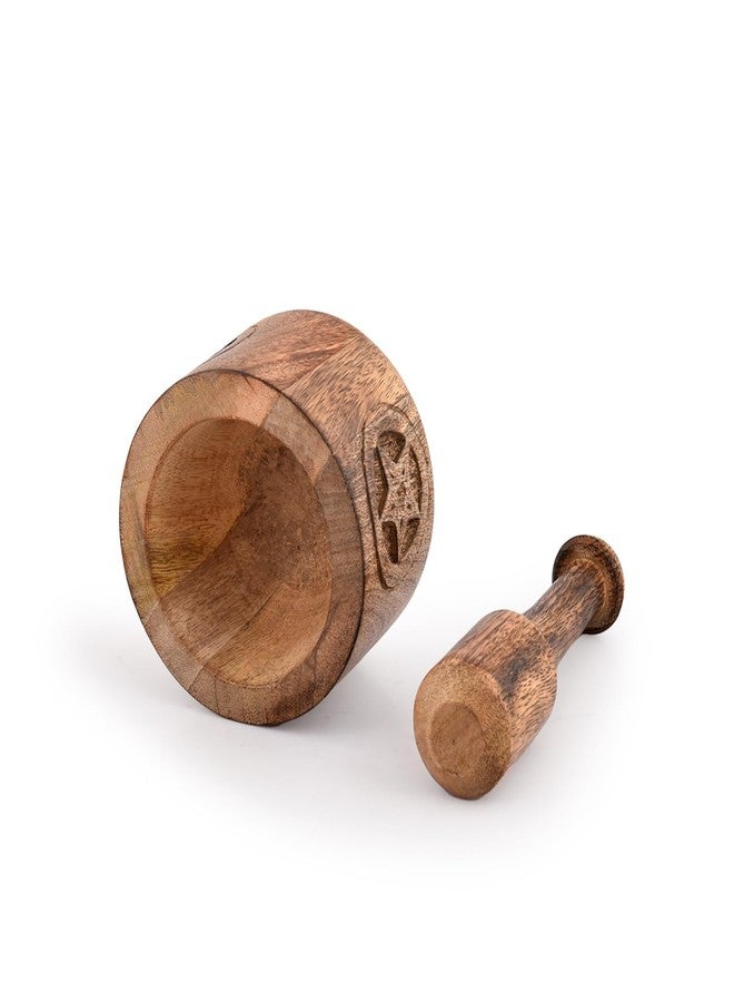 Kaizen Casa Wooden Mortar and Pestle Garlic Masher Hand Grinder Crusher Kitchen Gadgets - Image 4