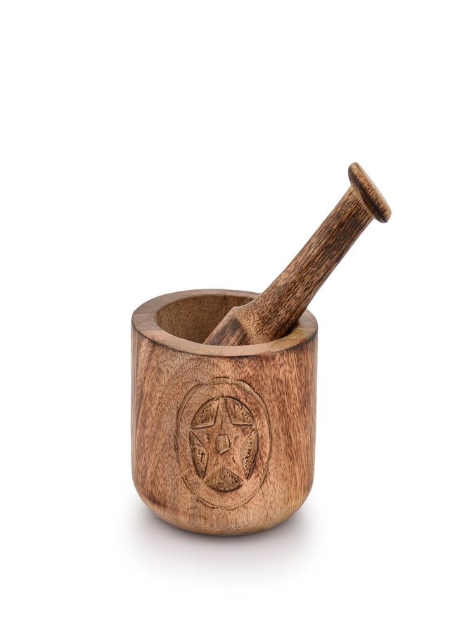 Kaizen Casa Wooden Mortar and Pestle Garlic Masher Hand Grinder Crusher Kitchen Gadgets - Image 1