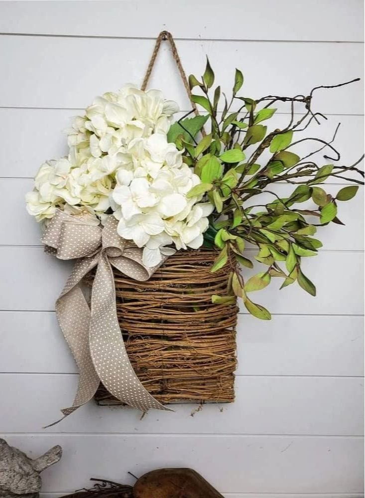 Pink Berry Wildflower Door Hanger Basket Wreath Seasonal Welcome Sign Front Door Decoration Spring Hanging Ornament (Carton including)  - Image 1