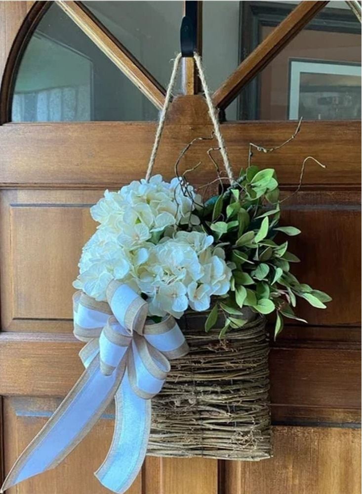 Pink Berry Wildflower Door Hanger Basket Wreath Seasonal Welcome Sign Front Door Decoration Spring Hanging Ornament (Carton including)  - Image 4