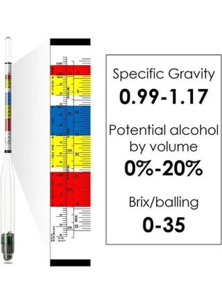 Hydrometer and ABV Test Jar for Homebrew and Kombucha Including 250ml Plastic Cylinder Cleaning Brush and Storage Case - view 2
