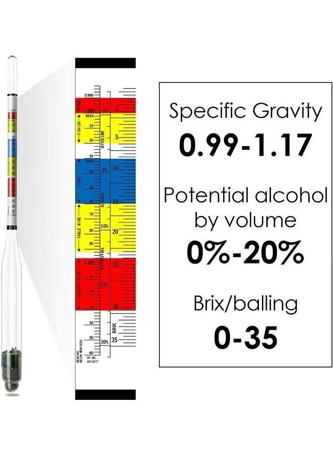 Bukela Hydrometer and ABV Test Jar for Homebrew and Kombucha Including 250ml Plastic Cylinder Cleaning Brush and Storage Case - Image 2