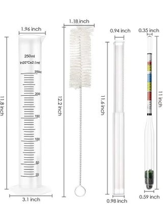 Hydrometer and ABV Test Jar for Homebrew and Kombucha Including 250ml Plastic Cylinder Cleaning Brush and Storage Case - view 5