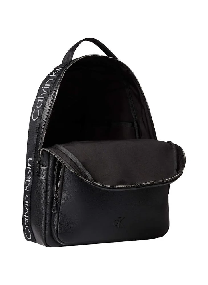 CALVIN KLEIN Black / White Webbing Webbing Strap Round Backpack for Men | Best Price UAE