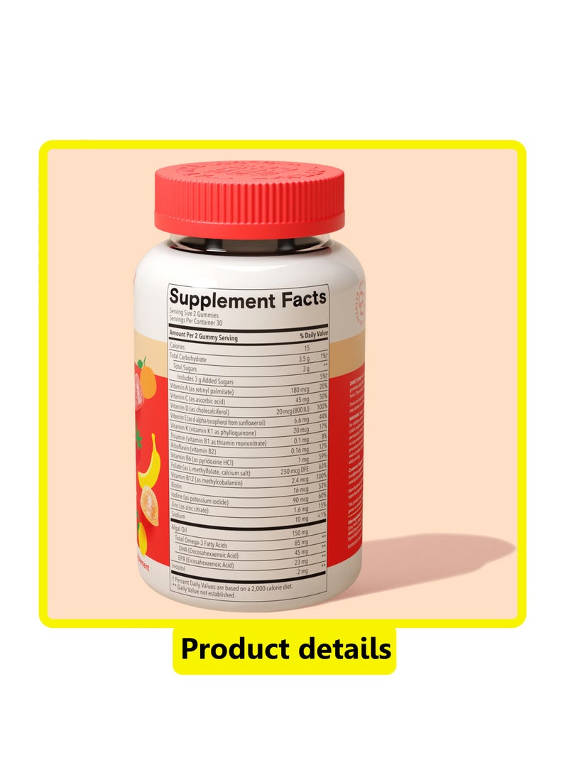SmartyPants Kids Plus, Multi & Omegas Gummies, Lemon, Orange, and Strawberry Banana, 60 Gummies - Image 2