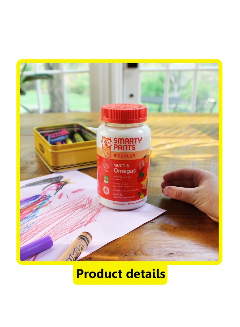 SmartyPants Kids Plus, Multi & Omegas Gummies, Lemon, Orange, and Strawberry Banana, 60 Gummies - Image 4