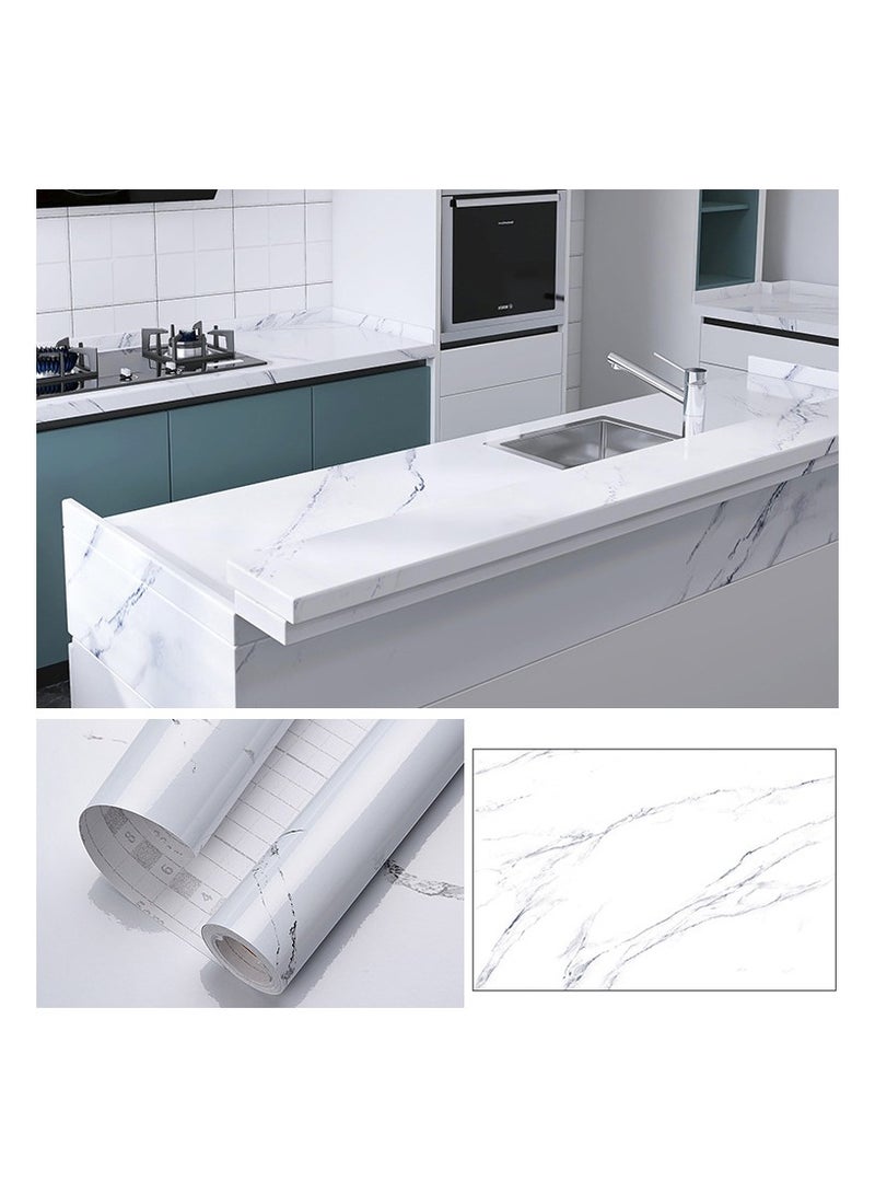 KINGMAZI 60cm*10m Kitchen Countertop Self-Adhesive Waterproof Wallpaper 60x1000cm White - Image 1