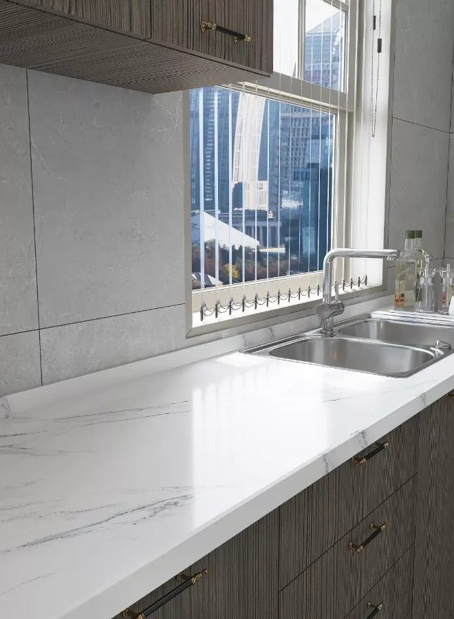 KINGMAZI 60cm*10m Kitchen Countertop Self-Adhesive Waterproof Wallpaper 60x1000cm White - Image 4