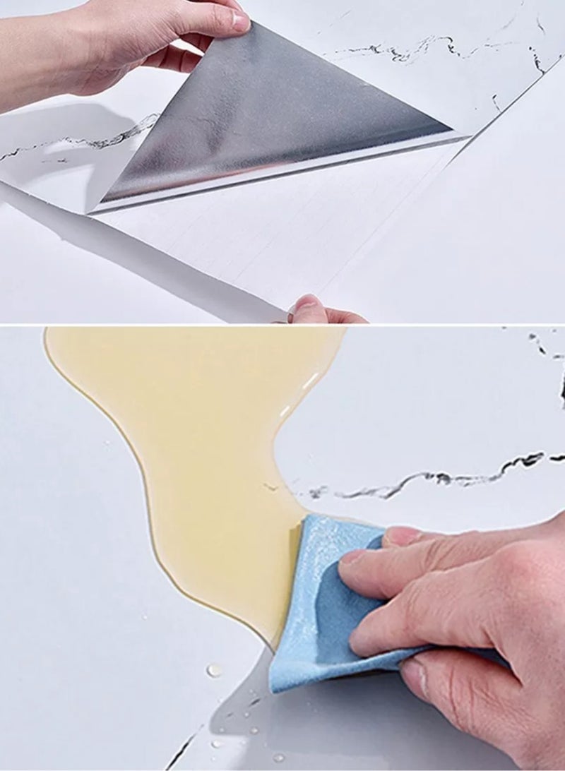 ورق جدران مقاوم للماء ذاتي اللصق لكونترتوب المطبخ مقاس 60x1000 سم باللون الأبيض