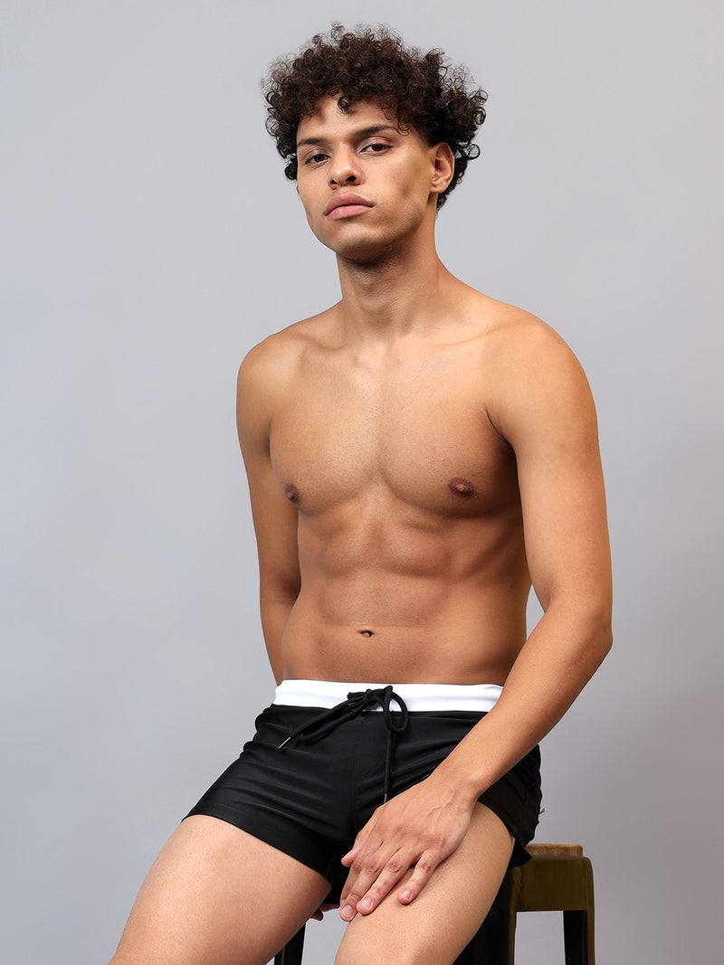 لا إنتيمو سروال سباحة أركتيك بحزام خصر متباين وتفاصيل جيوب - Image 4