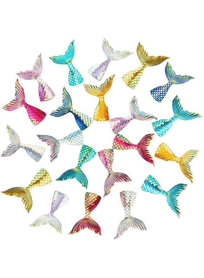Yookeer 36 Pcs mermaid tail Cake cupcake toppers Acrylic Mini Figures Cake Decorations Glitter mermaid tail for Mermaid Party Decoration Baby Shower Party Supplies - Image 1