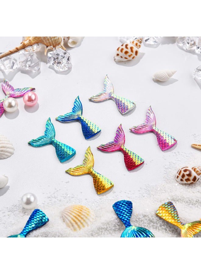Yookeer 36 Pcs mermaid tail Cake cupcake toppers Acrylic Mini Figures Cake Decorations Glitter mermaid tail for Mermaid Party Decoration Baby Shower Party Supplies - Image 4