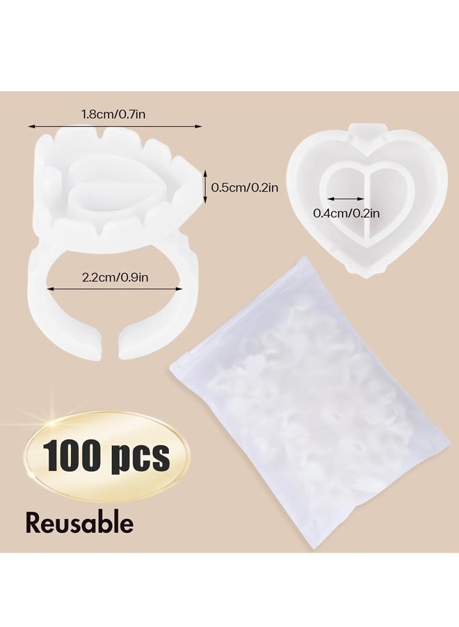 100 Pcs Glue Ring, Disposable Rings For Lovely Heart Shape (White) - Image 2