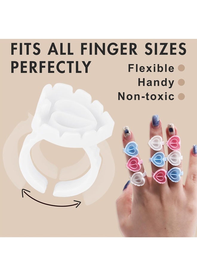 100 Pcs Glue Ring, Disposable Rings For Lovely Heart Shape (White) - Image 3