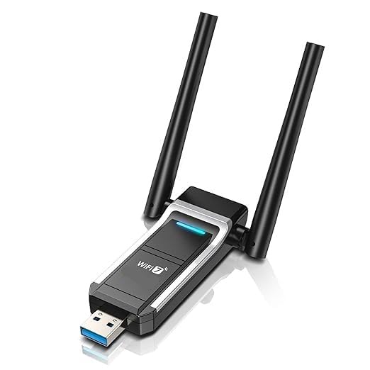 E029 BE6500 WiFi 7 USB 3.0 Adapter, Support 4096-QAM, Built-in FEM (PA + LNA) Module, Plug and Play, Compatible with Windows® 10 & 11 & 802.11be/ax/ac/a/b/g/n Devices - Image 1