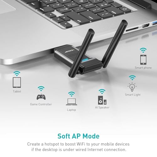 E029 BE6500 WiFi 7 USB 3.0 Adapter, Support 4096-QAM, Built-in FEM (PA + LNA) Module, Plug and Play, Compatible with Windows® 10 & 11 & 802.11be/ax/ac/a/b/g/n Devices - Image 2