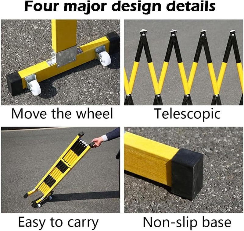 Retractable Scissor Gate - Portable Folding Traffic Barricade for Outdoor Security Mobile Parking Barrier for Driveway & Garage - 1.2x2m High Fence Solution - Image 4