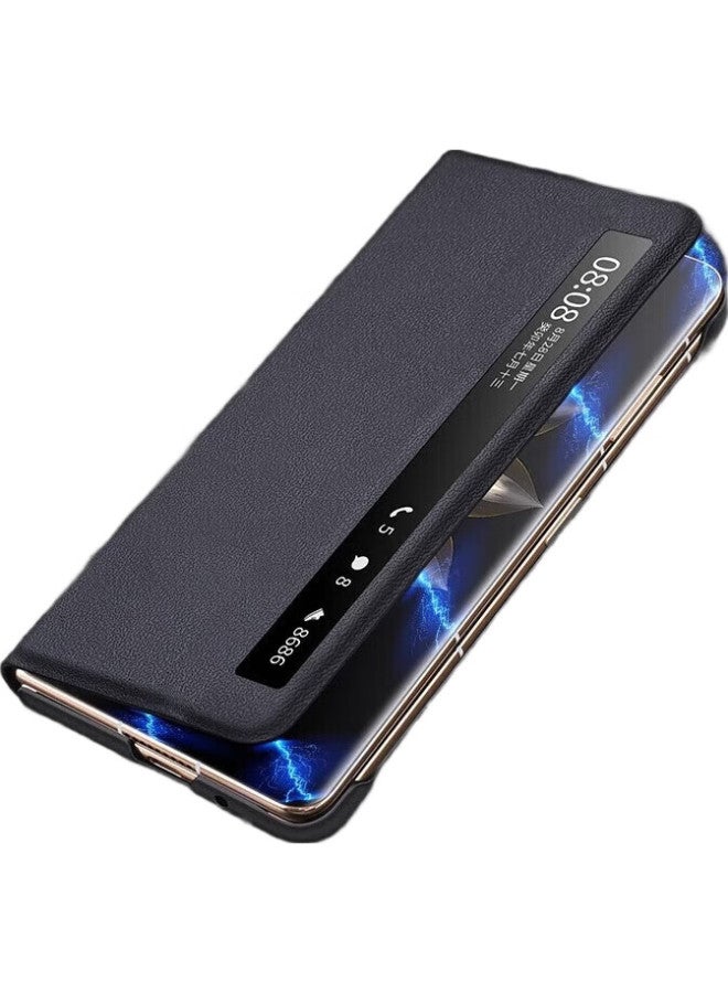 To Lonnie Zilangni Compatible With Vivo Xfold3 Phone Case, Xfold3Pro Foldable Screen Protective Cover, Magnetic Flip Cover, Genuine Leather, Full Protection, Shockproof, Ultra-Thin, High-End, Business Style For Men And Women, Thin Wing Black - Image 1