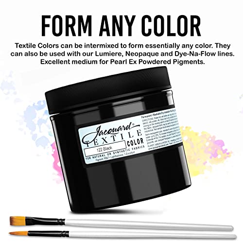 Moshify Jacquard Products Black Textile Color Fabric Paint 8-Ounces - Bundled Brush Set - Image 5