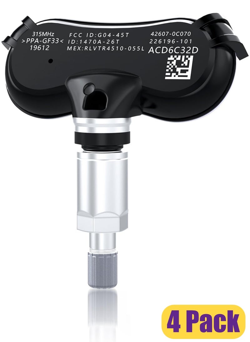 نجم ستايل 42607070C070 مستشعر TPMS، مستشعر ضغط الإطارات المبرمج مسبقًا 315 ميجا هرتز لتويوتا سيكويا 2006-2017 سيينا 2006-2020 تندرا 2006-2017 مستشعر TPS بديل 529333X200 TPM102 4 قطع - Image 1