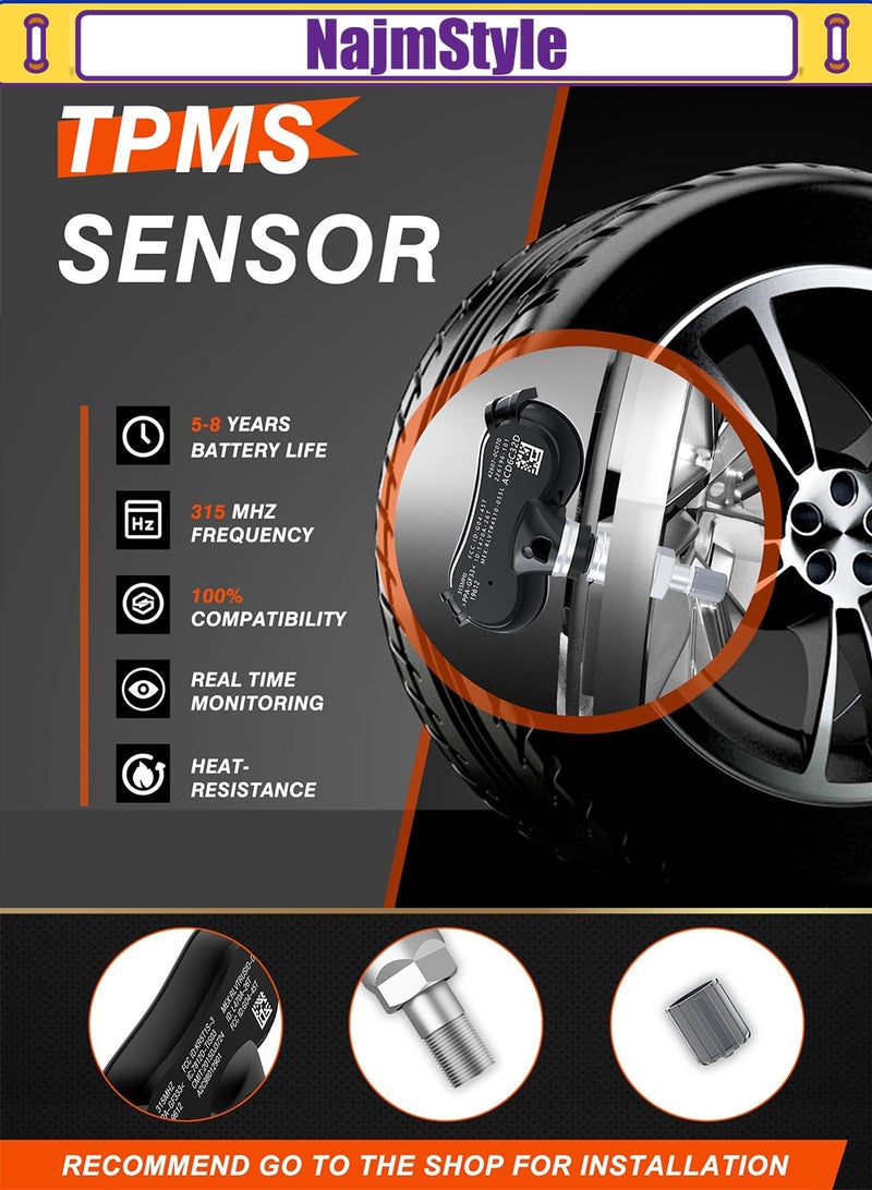 نجم ستايل 42607070C070 مستشعر TPMS، مستشعر ضغط الإطارات المبرمج مسبقًا 315 ميجا هرتز لتويوتا سيكويا 2006-2017 سيينا 2006-2020 تندرا 2006-2017 مستشعر TPS بديل 529333X200 TPM102 4 قطع - Image 4