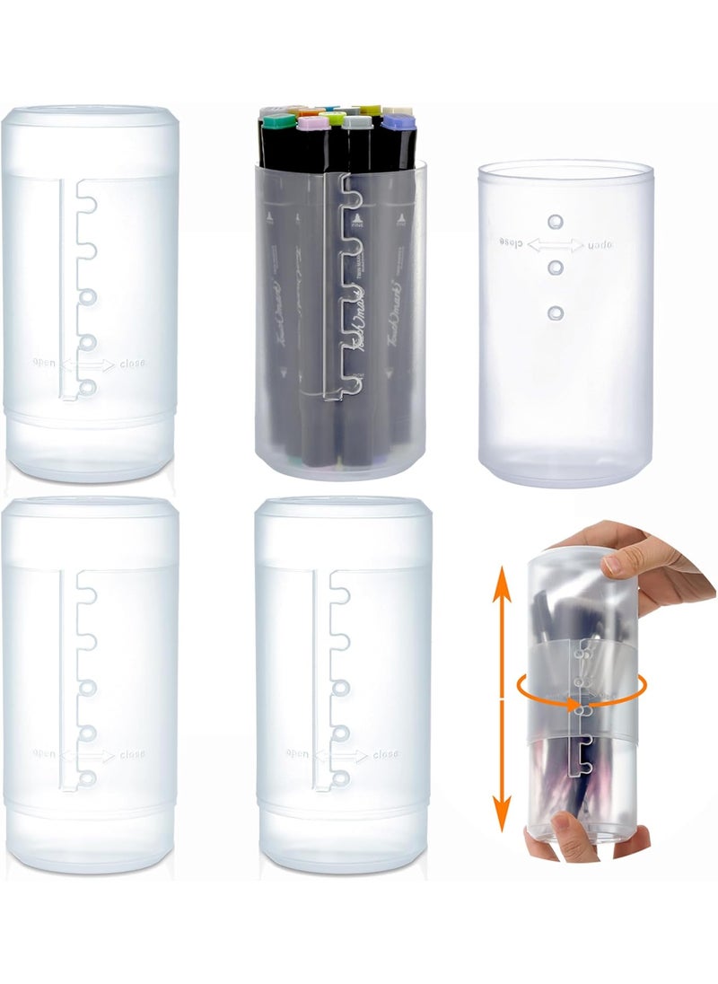 TOPZEA - TOPZEA 4 Pack Retractable Makeup Brush Holders, Plastic Portable Cosmetic Organizer Travel Makeup Accessories Cups with Lid, Dust-proof Brushes Storage Case for Women, Make-up Artist - Image 1