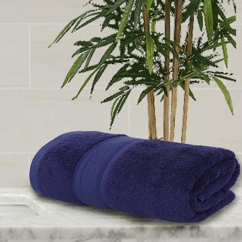 Eddika Super Soft and Highly Absorbent Bamboo Bath Towel for Men & Women Large Size 575 GSM (75 X 140 cm) (Dark Blue) - Image 1