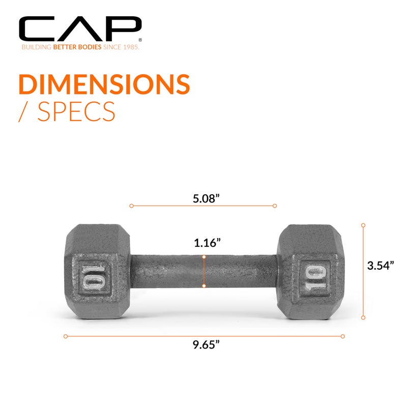 CAP Barbell Cast Iron Hex Dumbbell, Single, 10 lb - Image 4