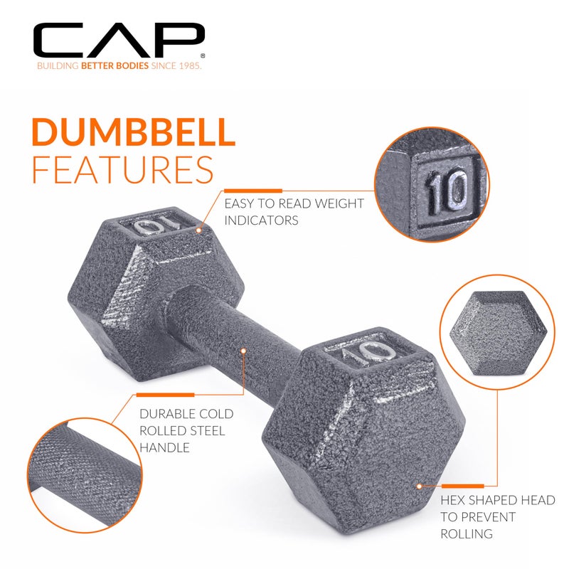 CAP Barbell Cast Iron Hex Dumbbell, Single, 10 lb - Image 3