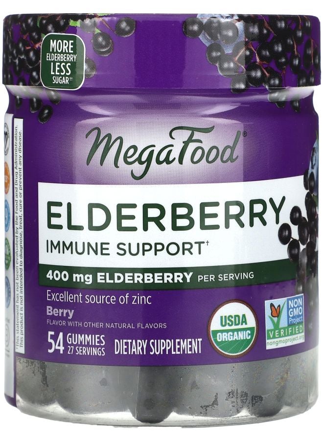 MegaFood Elderberry Immune Support Berry 400 mg  54 Gummies (200 mg per Gummy)