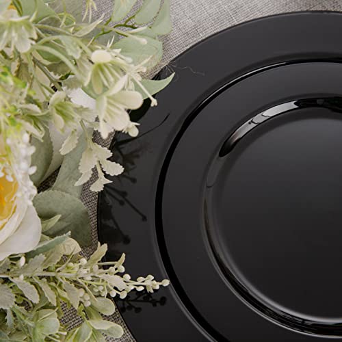 FLOWERCAT 60PCS Black Plastic Plates - Heavy Duty Black Disposable Plates for 30 guests Halloween Party/Wedding/New Year - Include 30PCS 10.25inch Dinner Plates and 30PCS 7.5inch Dessert Plates - Image 4