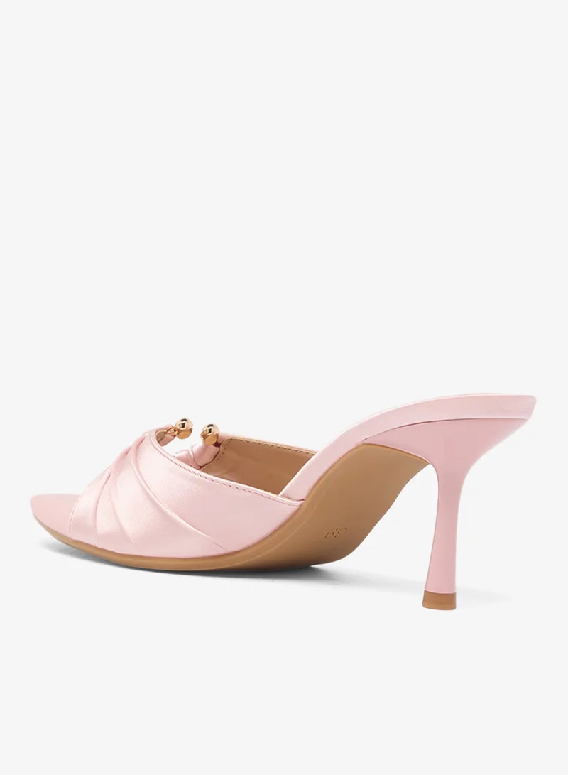 Ella Limited Edition Pink Satin Mid Heel Sandals for Women | Best Price UAE