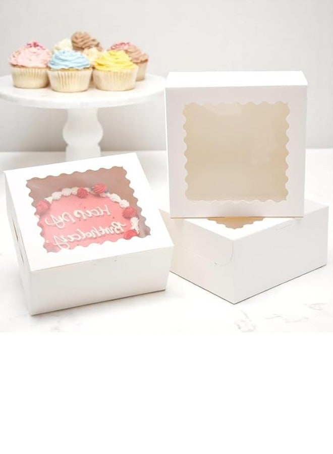 Chase Up (5 Sets) Cake Box 10x10x5 with Window ＆ 5 Sets 10" White and Cake Round Boards, Cake Container 25.4 cm x 25.4 cm x 12.7 cm (White) - Image 3