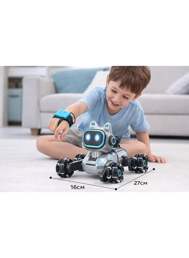 Smart Robot Dog Toy For Kids – Remote & Gesture Control – 8 Wheels – Led Light-Up Eyes - Image 1