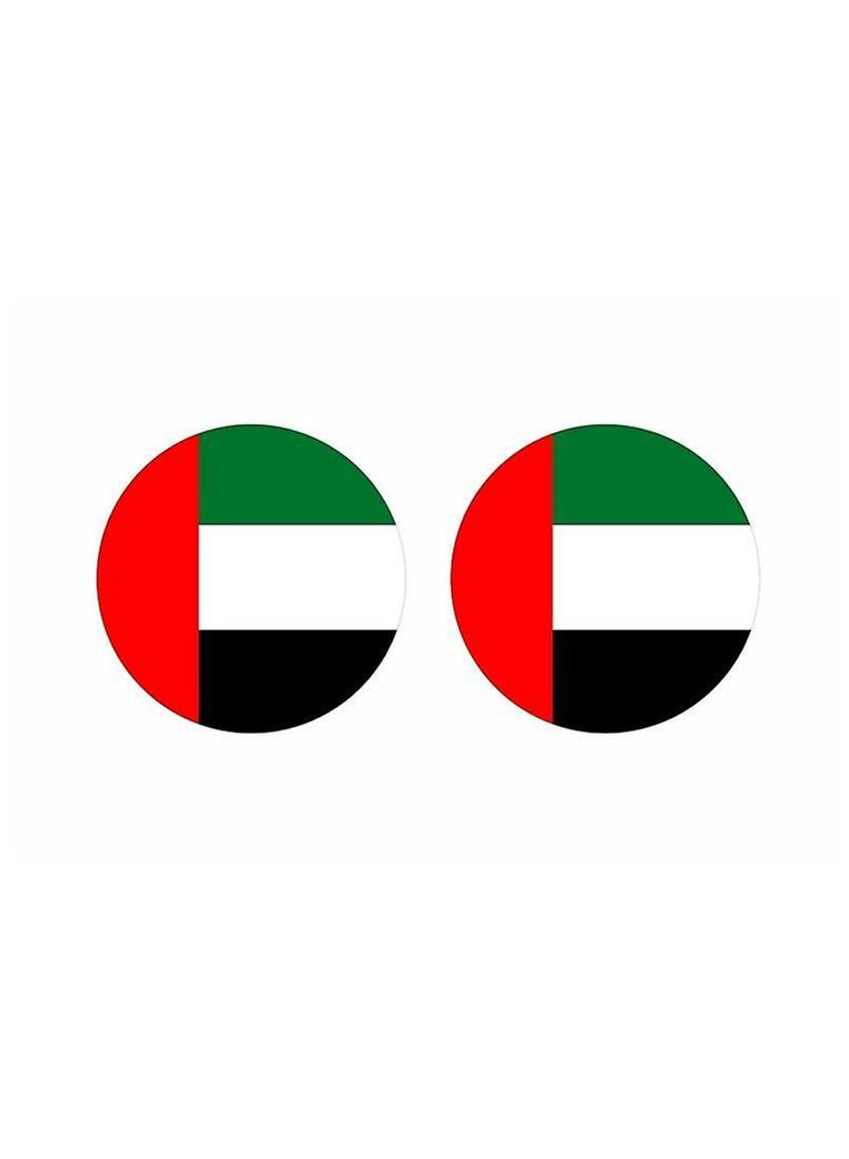 RKN 2 PC UAE FLAG ROUND PIN BADGE DUBAI - Image 1