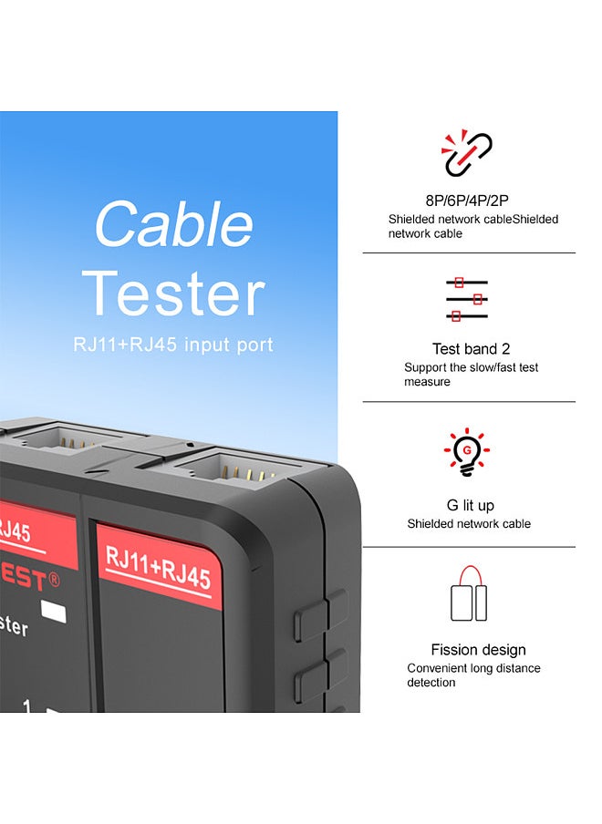 HABOTEST - HT812A Network Cable Tester Wire Tracker Telephone Line Test Meter Telephone & Network Line Finder Multifunctional RJ11 RJ45 Tester 2P/4P/6P/8P Cable Recognize Meter - Image 1