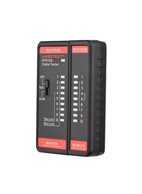 HT812A Network Cable Tester Wire Tracker Telephone Line Test Meter Telephone & Network Line Finder Multifunctional RJ11 RJ45 Tester 2P/4P/6P/8P Cable Recognize Meter