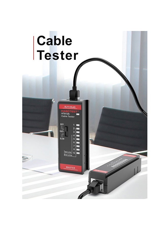 HABOTEST - HT812A Network Cable Tester Wire Tracker Telephone Line Test Meter Telephone & Network Line Finder Multifunctional RJ11 RJ45 Tester 2P/4P/6P/8P Cable Recognize Meter - Image 1