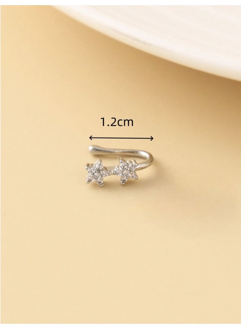 ڤيا ✨ حلق أنف بدون ثقب بتصميم زهرة مرصّعة – أناقة فورية - Image 2