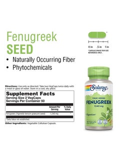 Solaray True Herbs Fenugreek 1240mg, 100 Vegetarian Capsules For Digestive Support  - Image 3