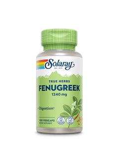 Solaray True Herbs Fenugreek 1240mg, 100 Vegetarian Capsules For Digestive Support  - Image 1
