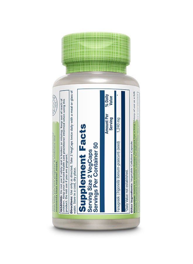Solaray True Herbs Fenugreek 1240mg, 100 Vegetarian Capsules For Digestive Support  - Image 2
