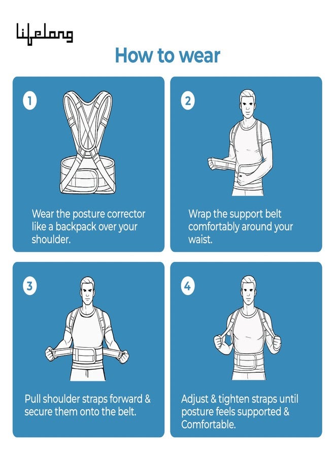 Lifelong Cross Posture Corrector Belt | Universal Shoulder & Back Support Belt | Daily Ortho Posture Correction for Adults | Spine Straightening Brace for Back Pain | SUpport Belt for Men & Women - Image 4