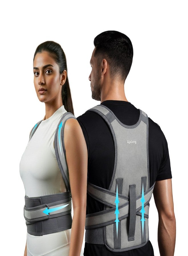 Lifelong Cross Posture Corrector Belt | Universal Shoulder & Back Support Belt | Daily Ortho Posture Correction for Adults | Spine Straightening Brace for Back Pain | SUpport Belt for Men & Women - Image 1
