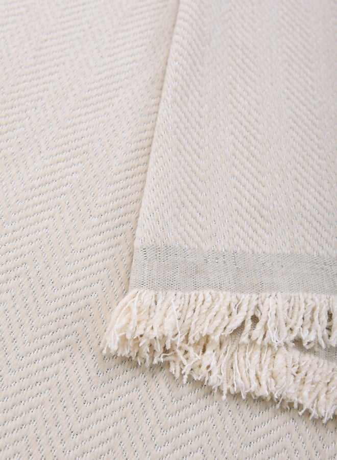 ايست من نون غطاء أريكة شنيلي، غطاء قابل للانزلاق، يناسب 1 و 2 مقعد، لون موحد، حجم 130x180 سم - كريمي - Image 5