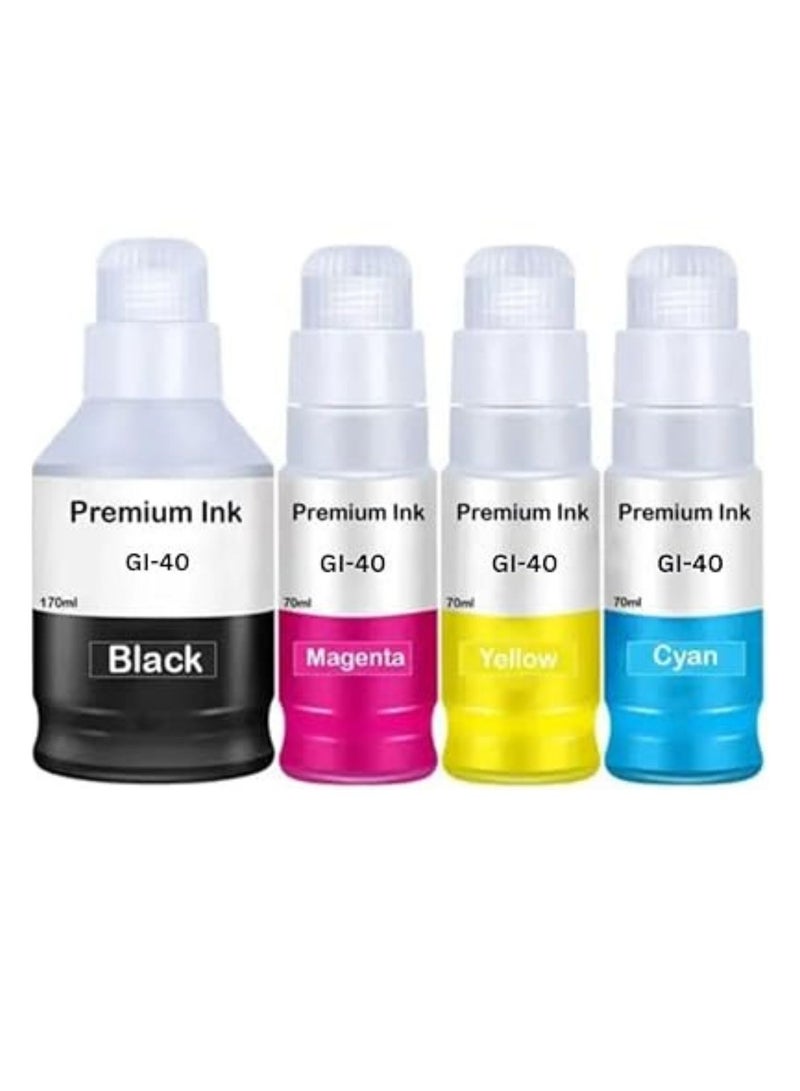 Terabyte G6040 G5040 GM2040 Black/Cyan/Magenta/Yellow 4-Pack Pigment GI 40 For Pixma - Image 1