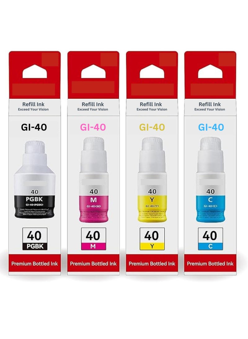 Terabyte G6040 G5040 GM2040 Black/Cyan/Magenta/Yellow 4-Pack Pigment GI 40 For Pixma - Image 2