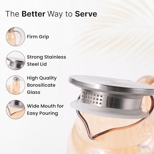 UMAI Borosilicate Jug Sets (Jug (1600ml) & 4 Glasses (260ml) | Glass Water Jug with Lid | Designer Glass Jug for Water, Juice, Coffee, Iced Tea | Gift Items | Kitchen Accessories Items - Image 3