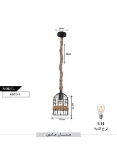 Best Power Rustic Rope Pendant Light 6610-1, E27 Base, Adjustable 90cm, Vintage Hanging Ceiling Lamp for Dining Room, Living Room, Bedroom – Bulb Not Included  - Image 3